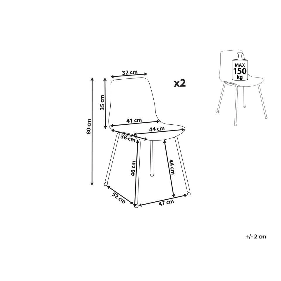 Beliani Eetkamerstoel LOOMIS - Wit Polypropyleen - Afbeelding 3