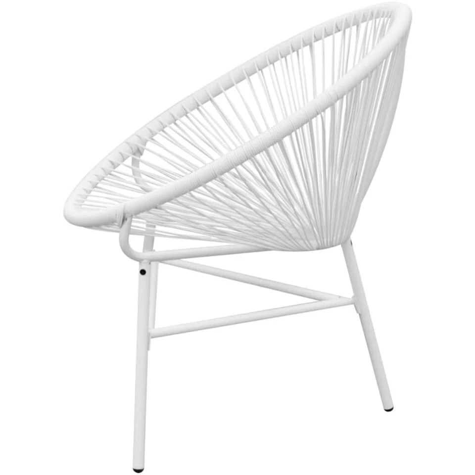 VidaXL Tuinmaanstoel Poly Rattan Wit - Afbeelding 2