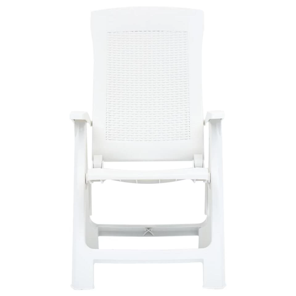 VidaXL Tuinstoelen 2 St Verstelbaar Kunststof Wit - Afbeelding 3