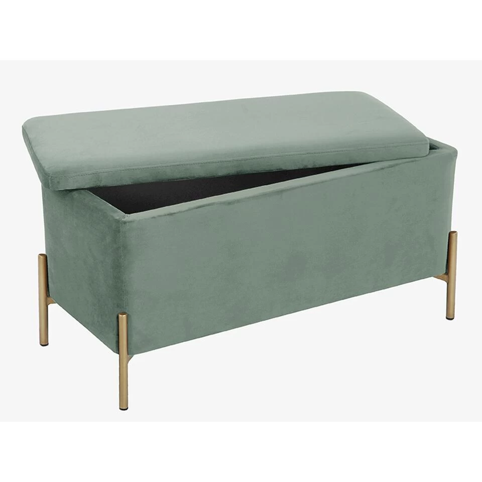 Leitmotiv Bank Snog XL - Velvet Jade Groen, Goud Geverfde Poten - 90x45x45cm - Afbeelding 2