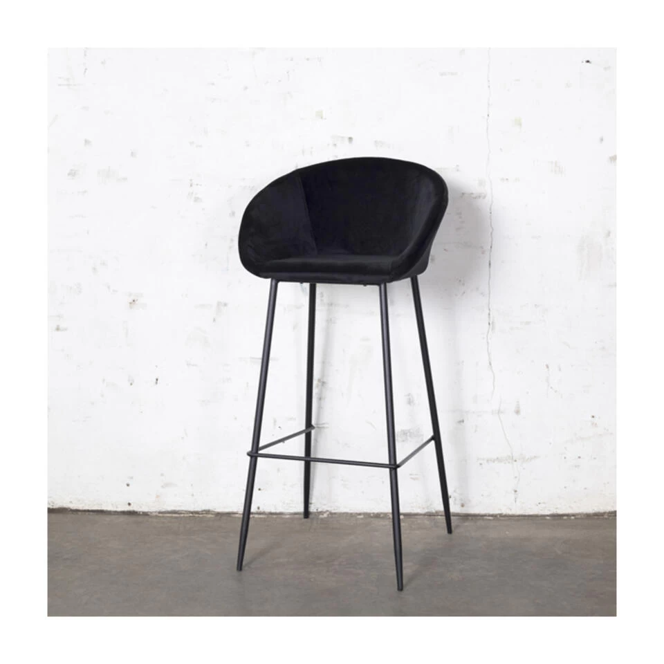 Giga Meubel Barkruk Velvet Zwart - 46x50x102cm - Barkruk Amira