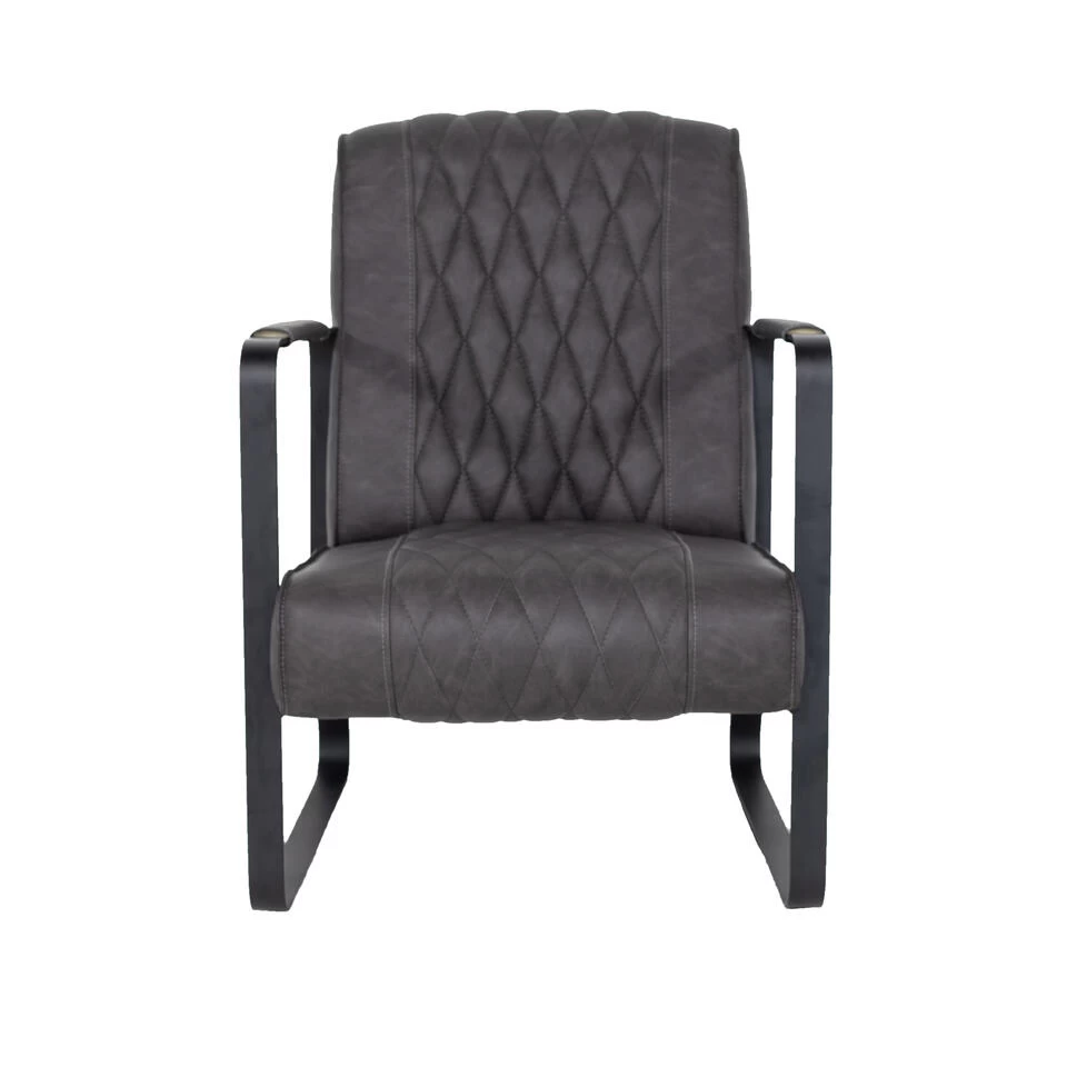 Giga Meubel Fauteuil Antraciet - PU-Leer - 62x80x82cm - Iwan