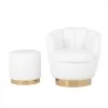 Giga Meubel Teddy Fauteuil Wit - Met Gouden Onderstel - Fauteuil Quinty