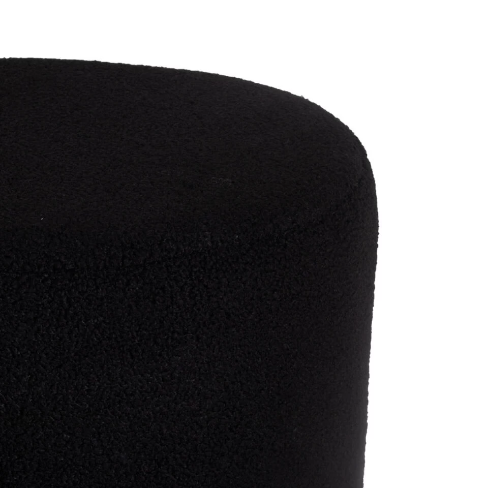 Giga Meubel Teddy Poef Zwart - Met Gouden Onderstel - Poef Quinty - Afbeelding 2