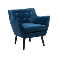 Beliani Fauteuil DRAMMEN - Blauw Fluweel