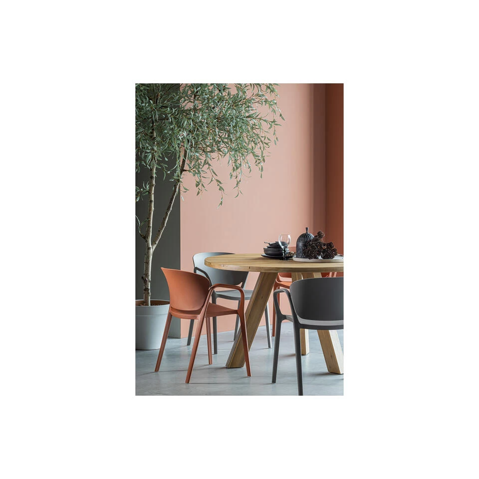 WOOOD Tuinstoel Bent - Kunststof - Taupe - Set Van 4 - Afbeelding 3