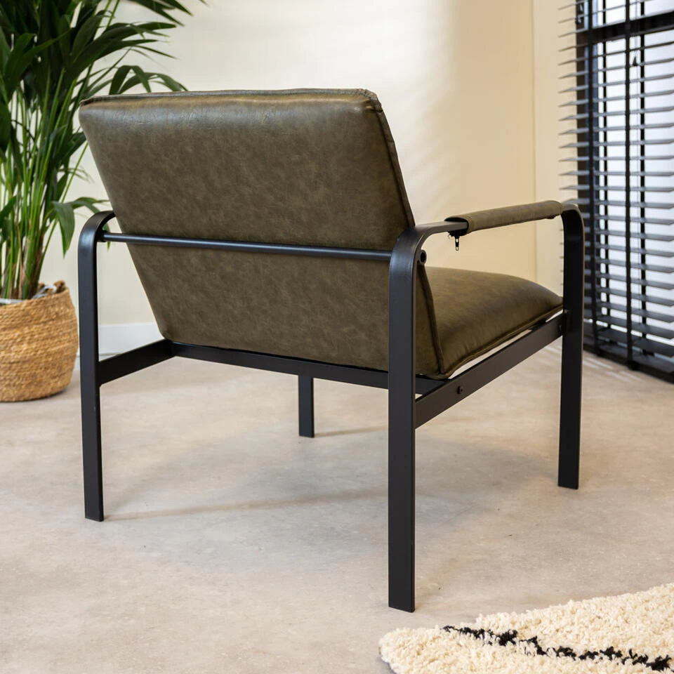 Industriële Fauteuil Mitch Groen - Kunstleder - Groen - Afbeelding 3