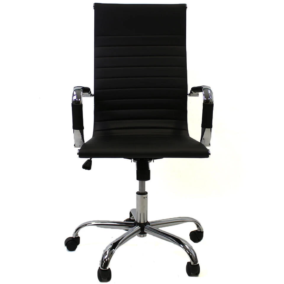 Industriële Bureaustoel Matt Zwart Hoog - 50x55x112 Cm - Kunstleder - Zwart - Afbeelding 4