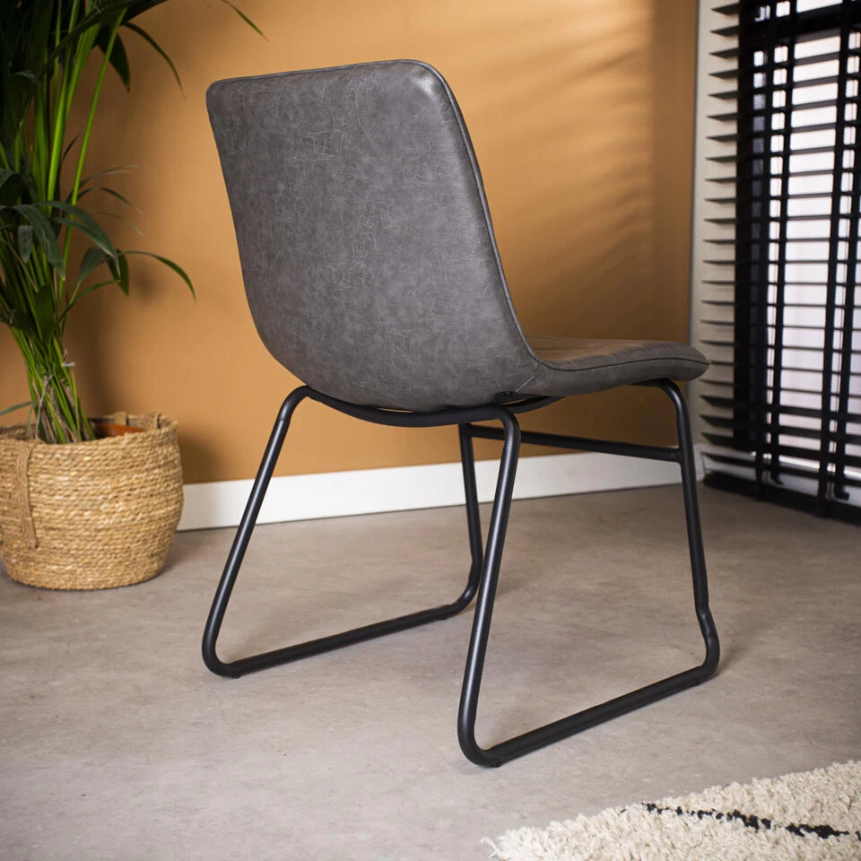 Industriële Eetkamerstoel Mark Antraciet - Kunstleder - Grijs - Afbeelding 3