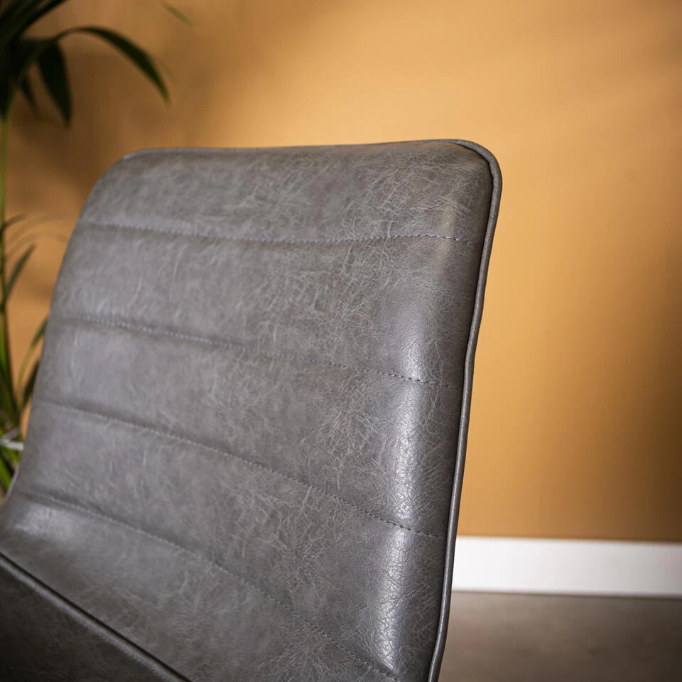 Industriële Eetkamerstoel Mark Antraciet - Kunstleder - Grijs - Afbeelding 4