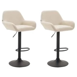 CLP Set Van 2 Barkrukken Braga Zwart Frame Kunstleer - Crème