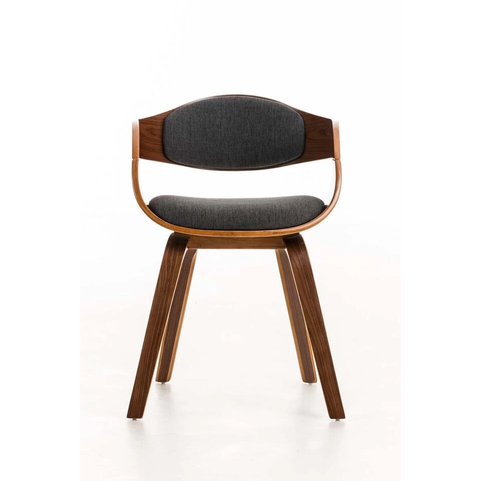 CLP Eetkamerstoel Kingston Walnoot Frame Stof - Grijs - Afbeelding 2