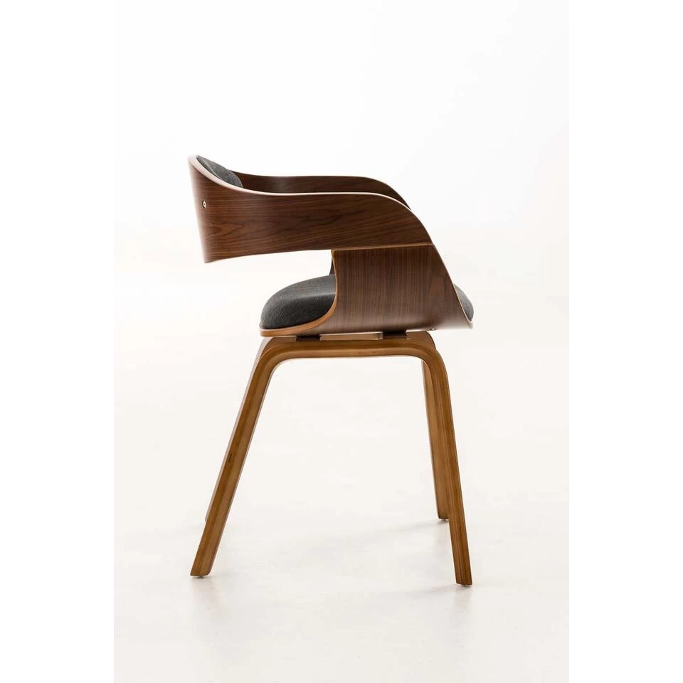 CLP Eetkamerstoel Kingston Walnoot Frame Stof - Grijs - Afbeelding 3