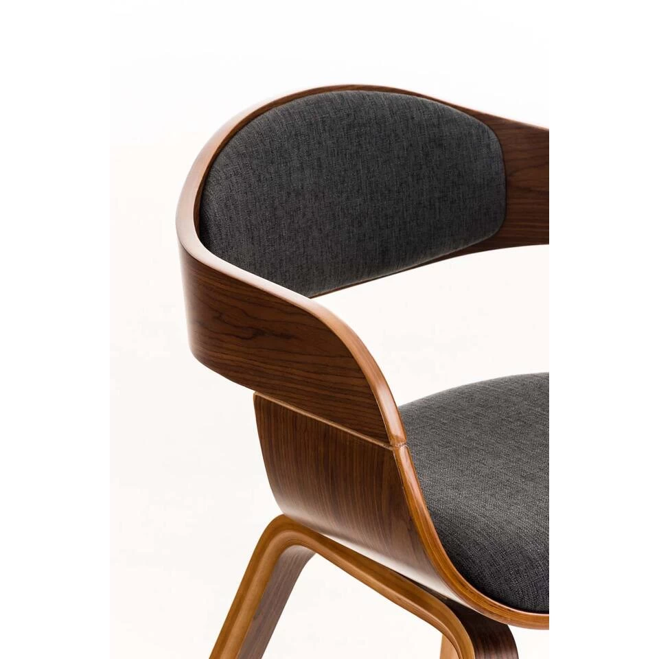 CLP Eetkamerstoel Kingston Walnoot Frame Stof - Grijs - Afbeelding 4