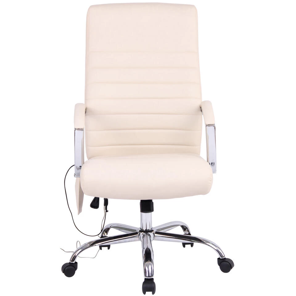 Clp Bureaustoel Valais Met Massage Functie Kunstleer - Crème - Afbeelding 2