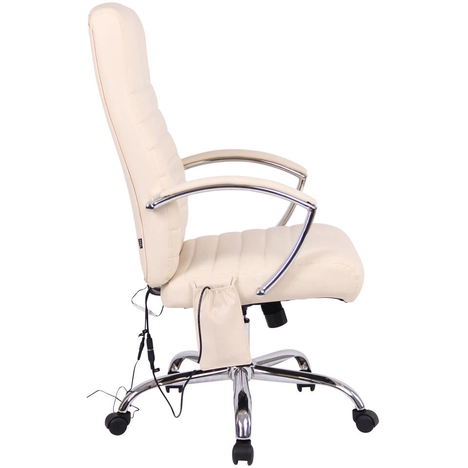 Clp Bureaustoel Valais Met Massage Functie Kunstleer - Crème - Afbeelding 3