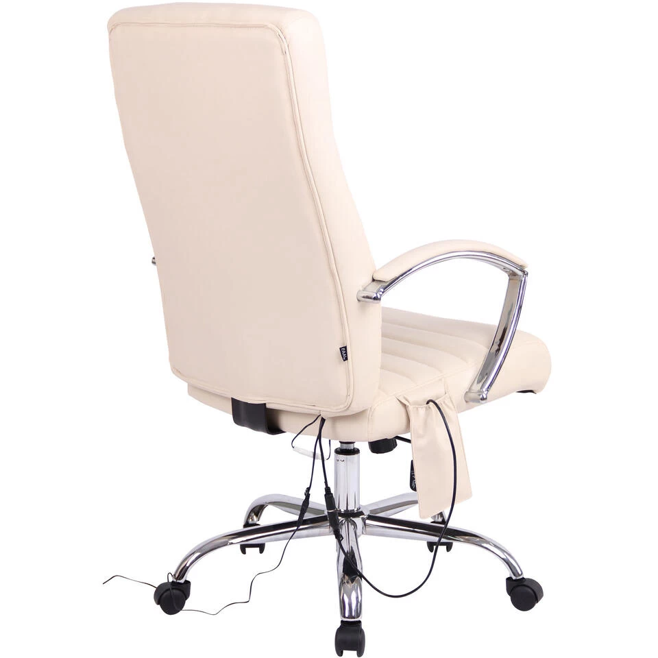 Clp Bureaustoel Valais Met Massage Functie Kunstleer - Crème - Afbeelding 4