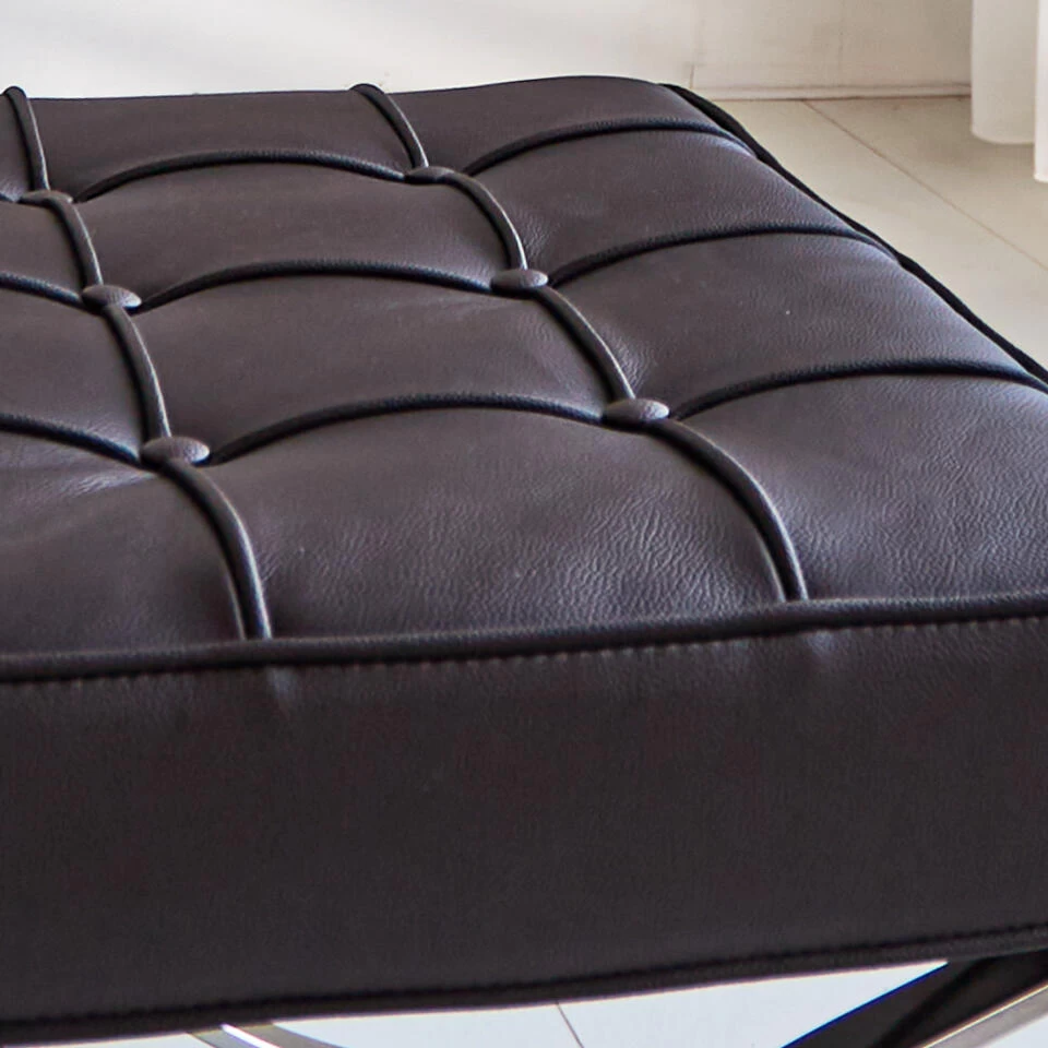 Expo Hocker Donkerbruin Premium Leer - Leder - Bruin - Afbeelding 2