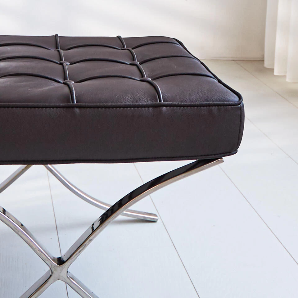 Expo Hocker Donkerbruin Premium Leer - Leder - Bruin - Afbeelding 3