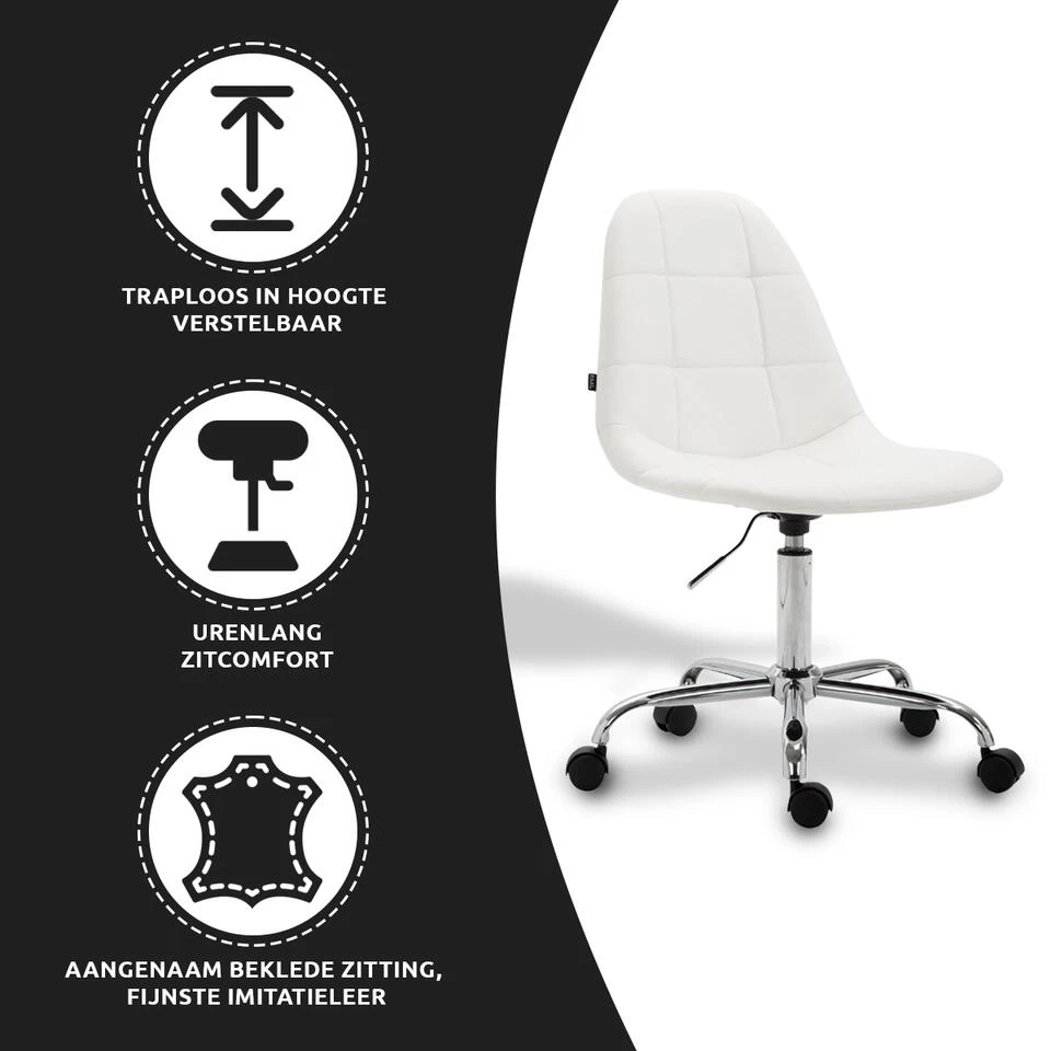 Xairo Rome - Bureaustoel - Kunstleer - Wit - Afbeelding 2