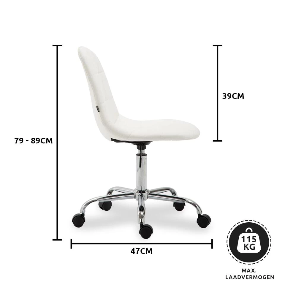 Xairo Rome - Bureaustoel - Kunstleer - Wit - Afbeelding 3
