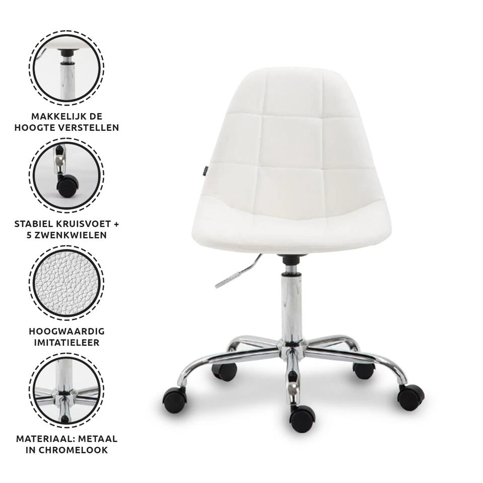 Xairo Rome - Bureaustoel - Kunstleer - Wit - Afbeelding 4