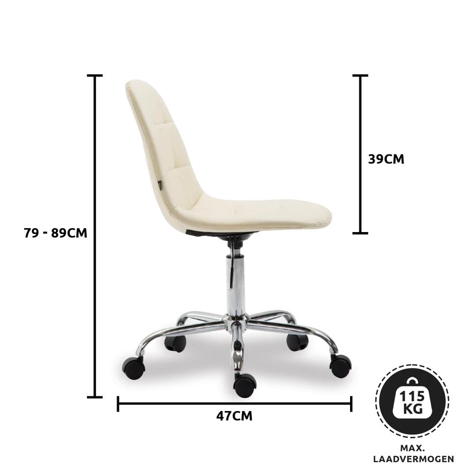 Xairo Rome - Bureaustoel - Kunstleer - Crème - Afbeelding 3