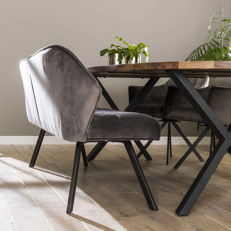 Hoyz - Eetkamerbank Raster - 180cm Breed - 2 Personen - Grijs - Afbeelding 3