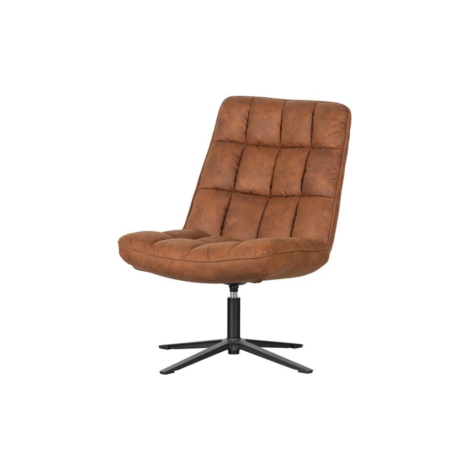 WOOOD Dirkje Draaifauteuil - Leerlook - Cognac - 101x70x85 - Afbeelding 4