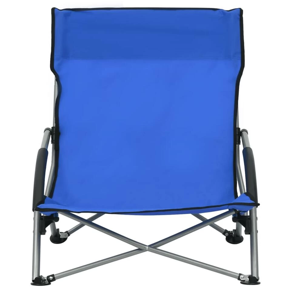 VidaXL Strandstoelen 2 St Inklapbaar Stof Blauw - Afbeelding 2