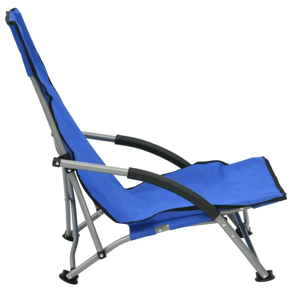 VidaXL Strandstoelen 2 St Inklapbaar Stof Blauw - Afbeelding 3