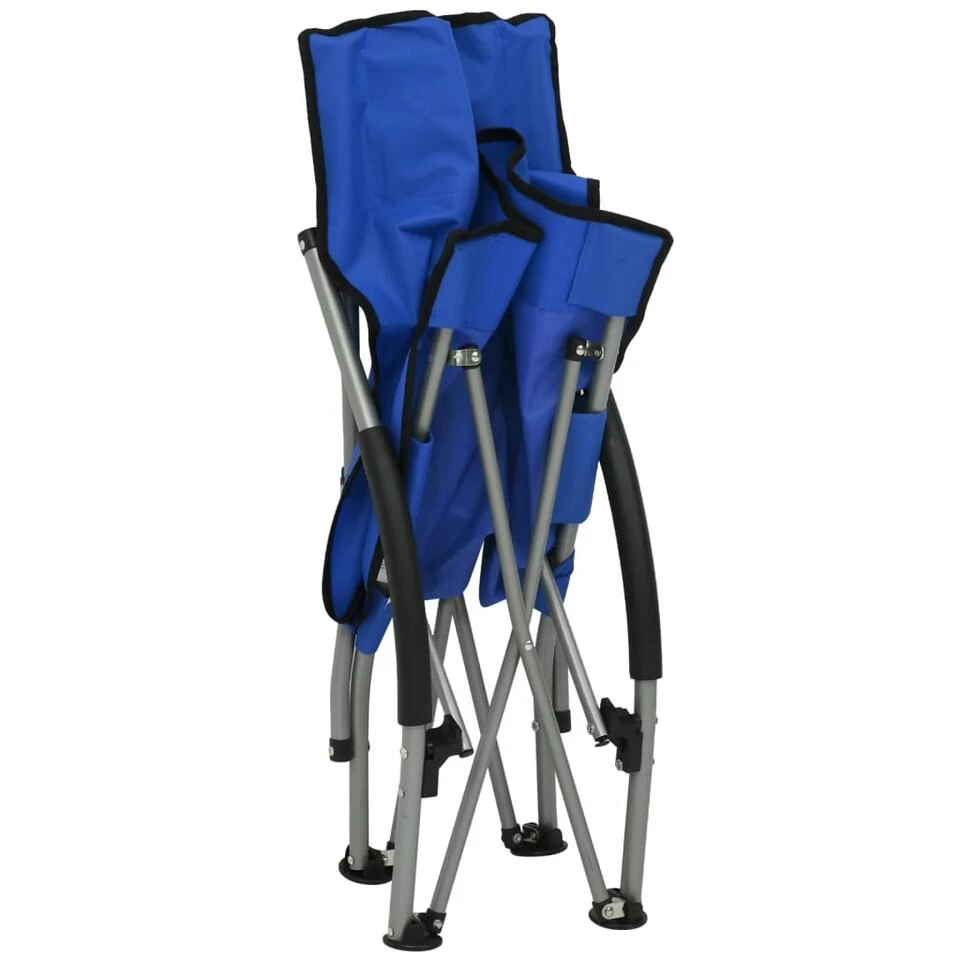 VidaXL Strandstoelen 2 St Inklapbaar Stof Blauw - Afbeelding 4