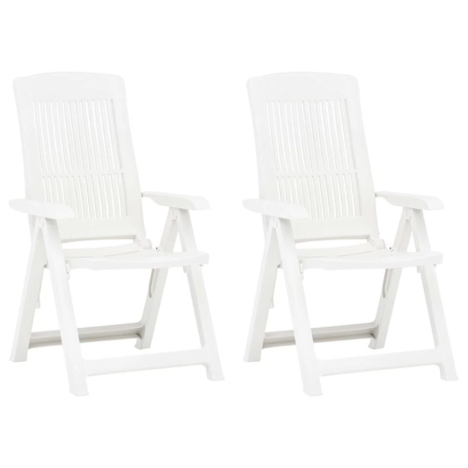 VidaXL Tuinstoelen 2 St Verstelbaar Kunststof Wit