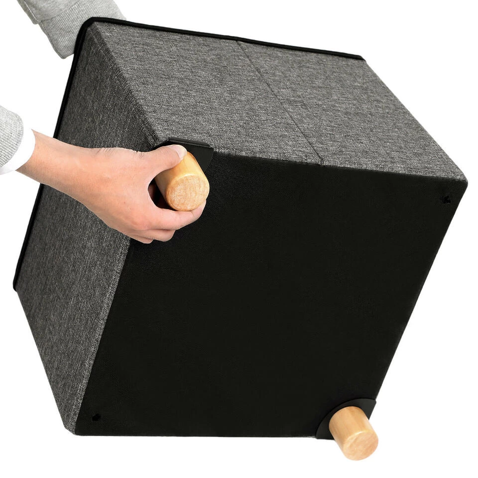 ACAZA Poef - Opvouwbaar - Met Poten - Stof - 38 Cm - Donkergrijs - Afbeelding 4