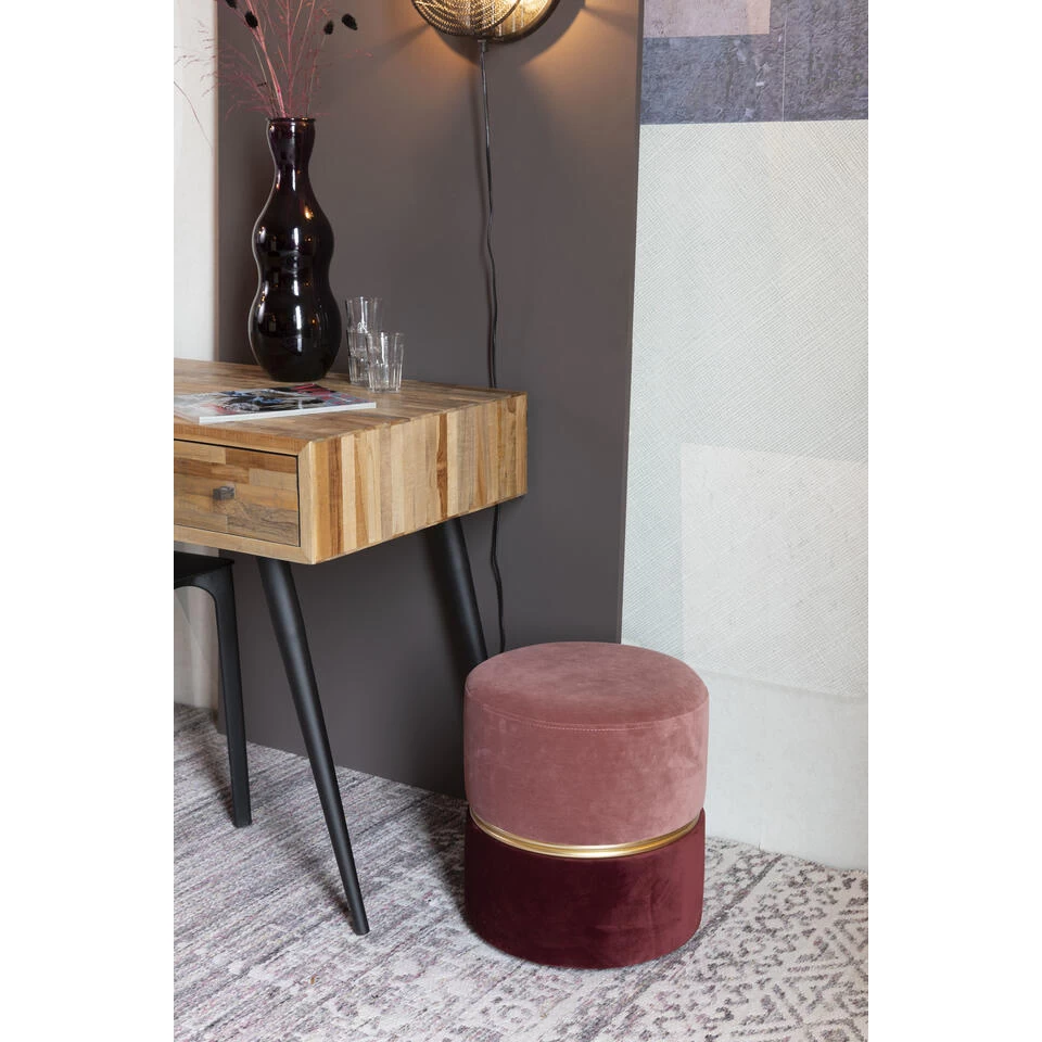 Parya Home Bubble Poef - Roze - Velvet - Afbeelding 4