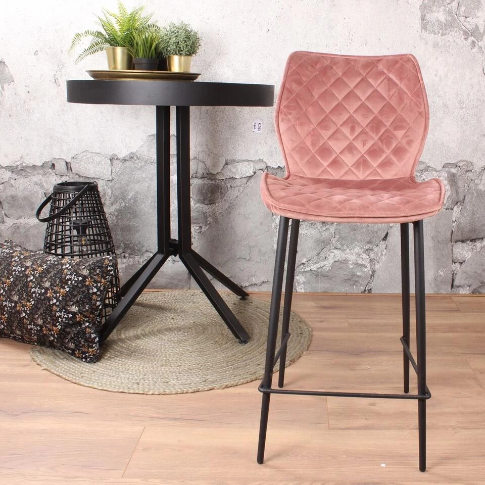 DS4U® Ruby Barkruk Velvet - Stof - Roze - Afbeelding 3