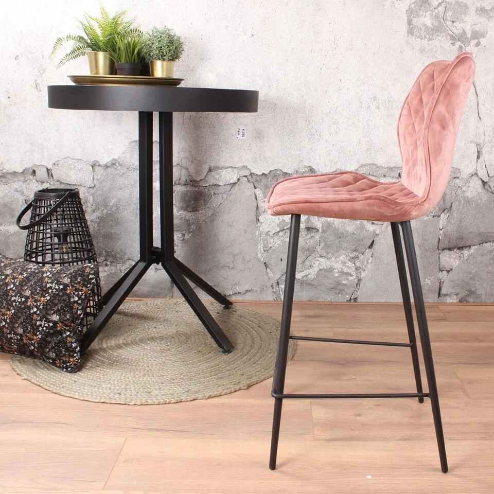 DS4U® Ruby Barkruk Velvet - Stof - Roze - Afbeelding 4