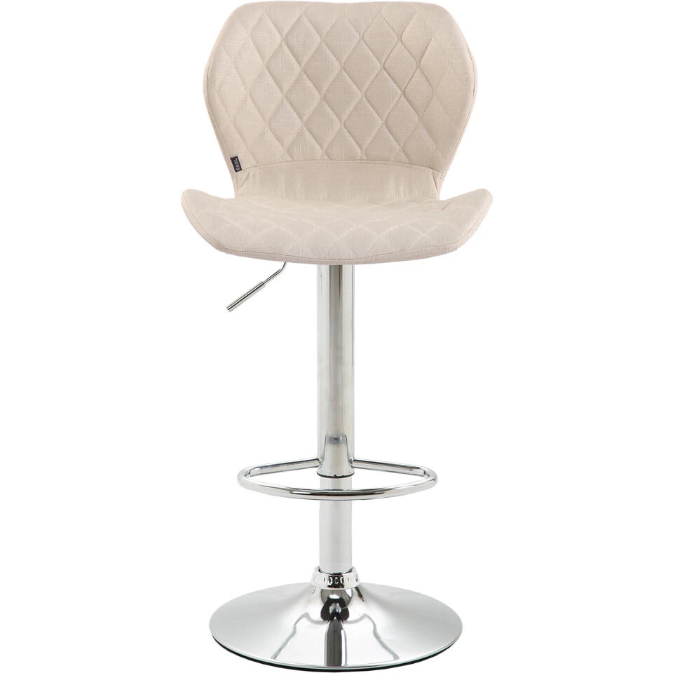 CLP Barkruk Cork Chroom Frame Stof Crème - Afbeelding 2