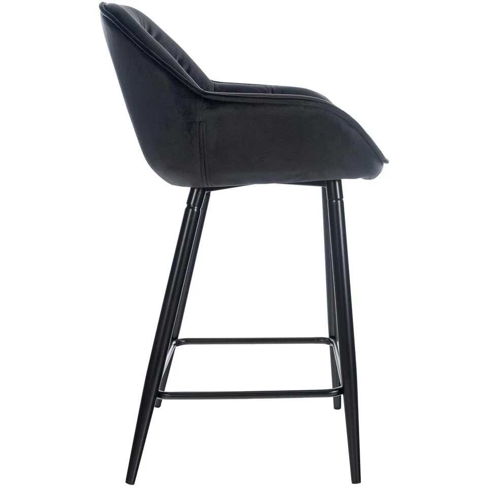 CLP Barkruk Gibson Fluweel Zwart - Afbeelding 3