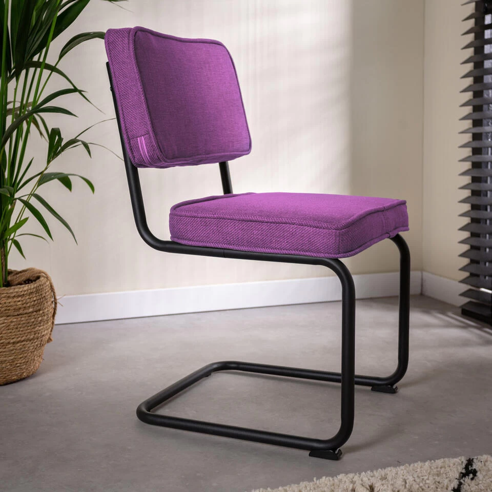 Set Van 2 Eetkamerstoelen Industrieel Remo Paars - Stof - Paars - Afbeelding 3