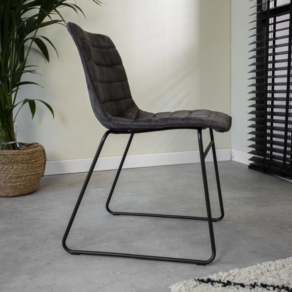 Set Van 2 Eetkamerstoelen Vienna Velvet Grijs - Stof - Grijs - Afbeelding 3