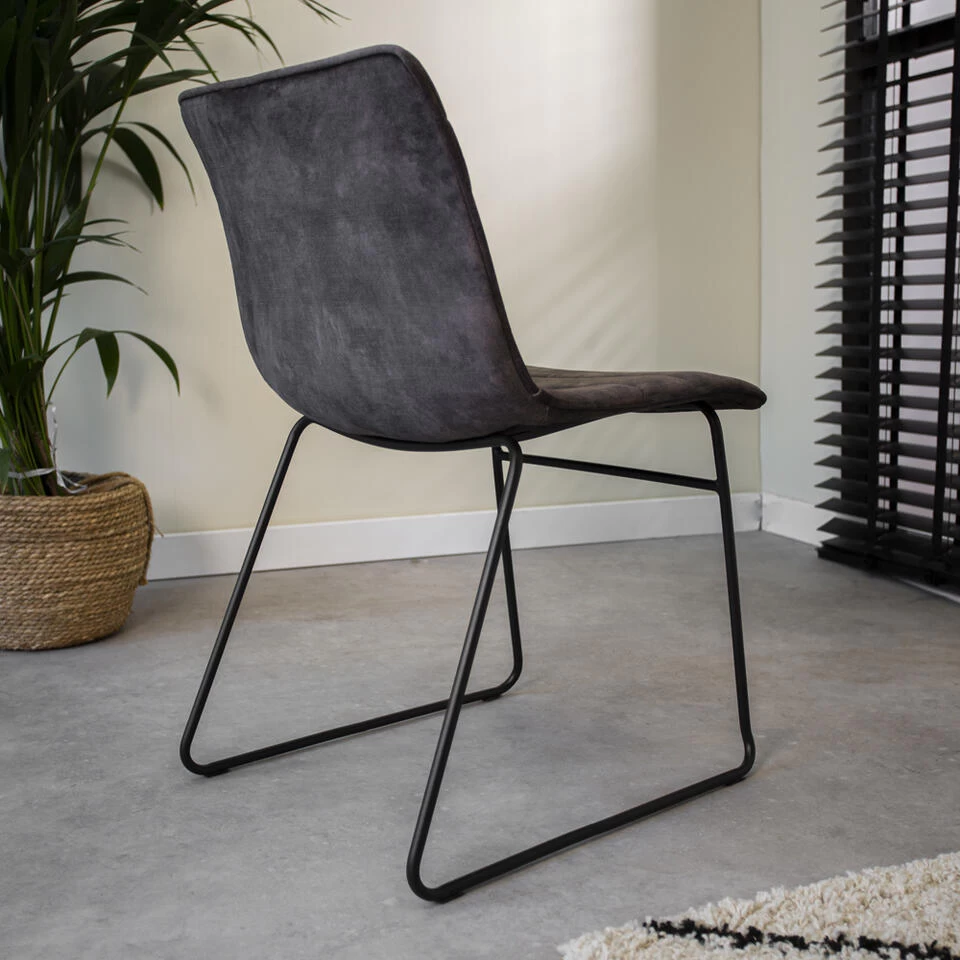 Set Van 2 Eetkamerstoelen Vienna Velvet Grijs - Stof - Grijs - Afbeelding 4