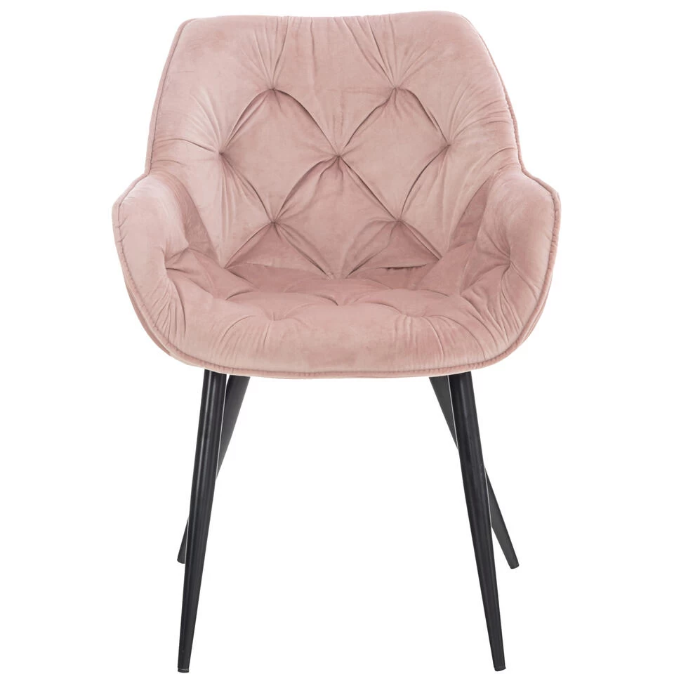 CLP Set Van 4 Eetkamerstoelen Tanna Fluweel Roze - Afbeelding 2
