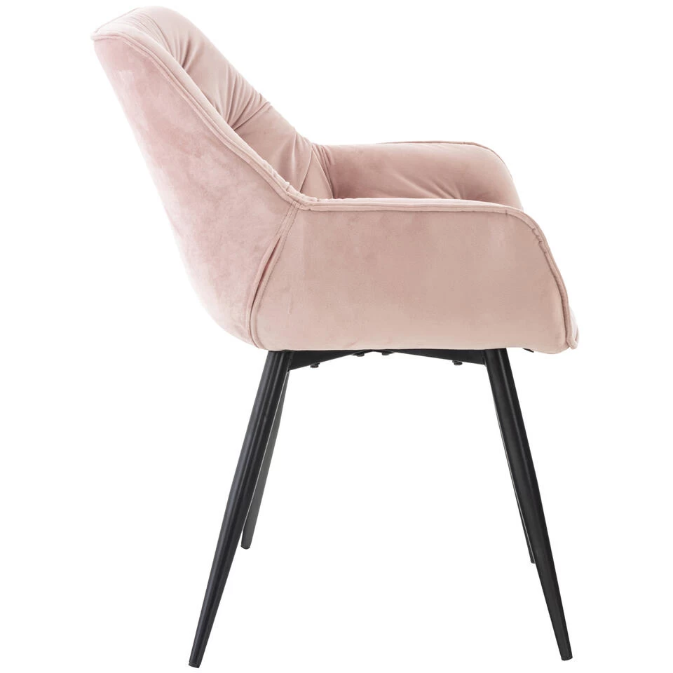 CLP Set Van 4 Eetkamerstoelen Tanna Fluweel Roze - Afbeelding 3