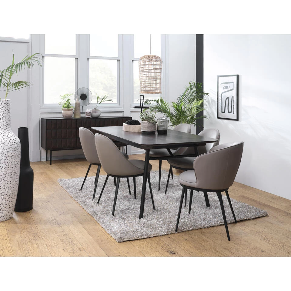 Giga Meubel Eetkamerstoel Kunstleer - Taupe - Zithoogte 49cm - Stoel Gain - Afbeelding 2