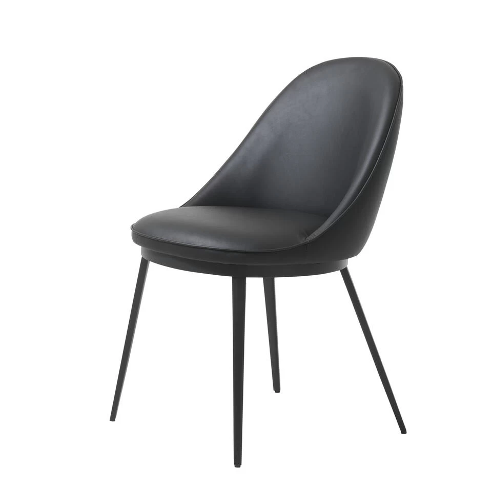 Giga Meubel Eetkamerstoel Kunstleer - Zwart - Zithoogte 49cm - Stoel Gain