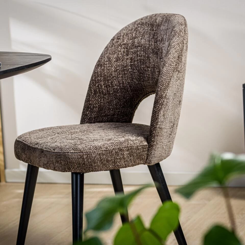 Devin Eetkamerstoel - Stof - Bruin - Afbeelding 3