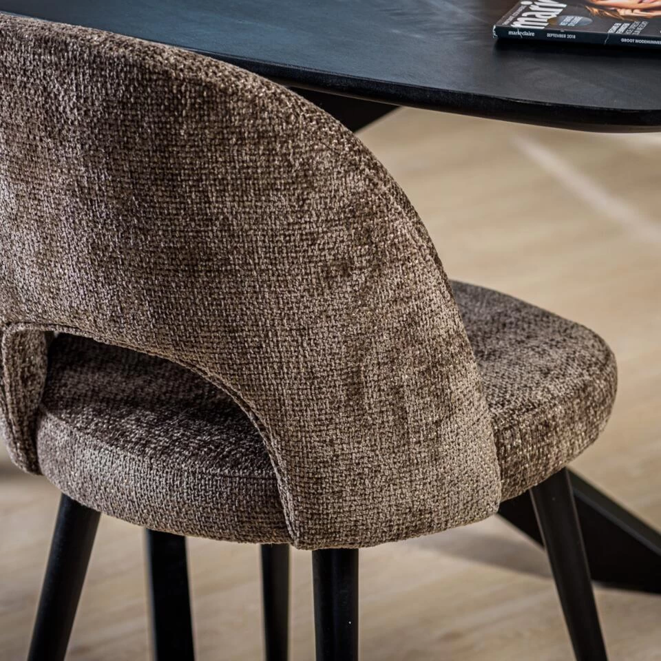 Devin Eetkamerstoel - Stof - Bruin - Afbeelding 4