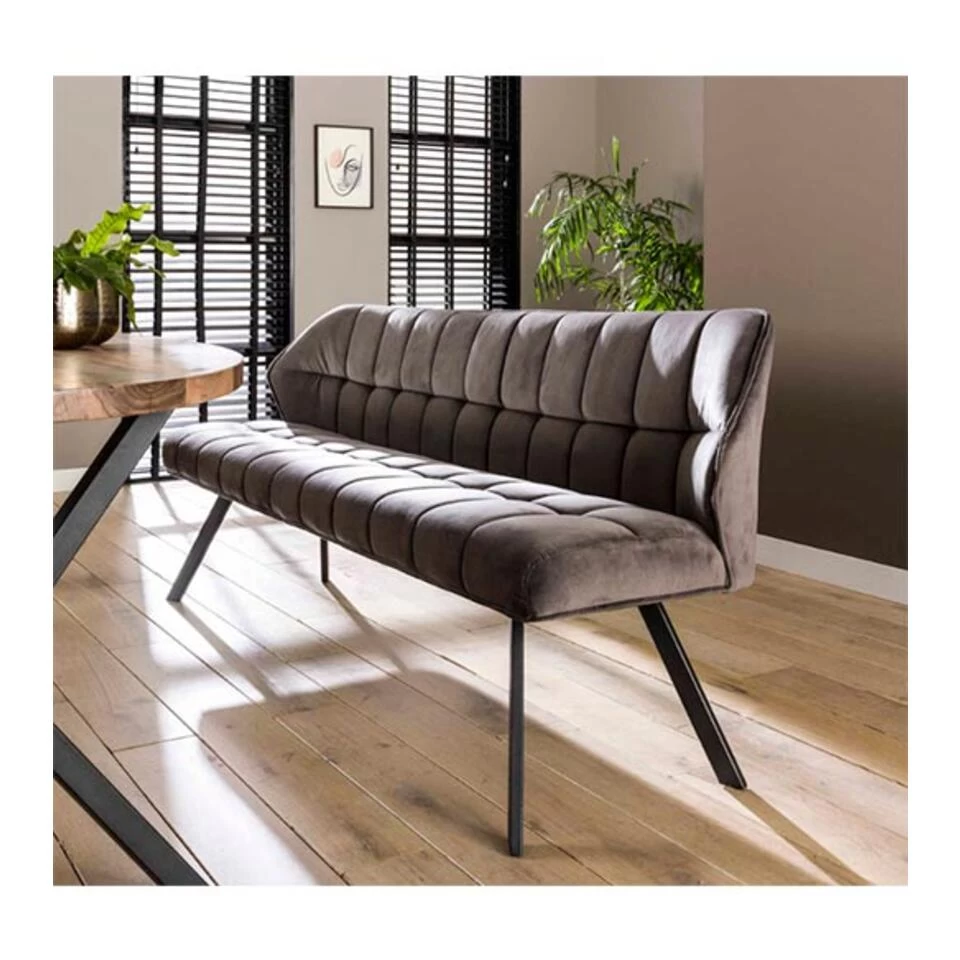 Kalfort Kelly Eetkamerbank Velvet Antraciet - 58x180x46 Cm - Afbeelding 2