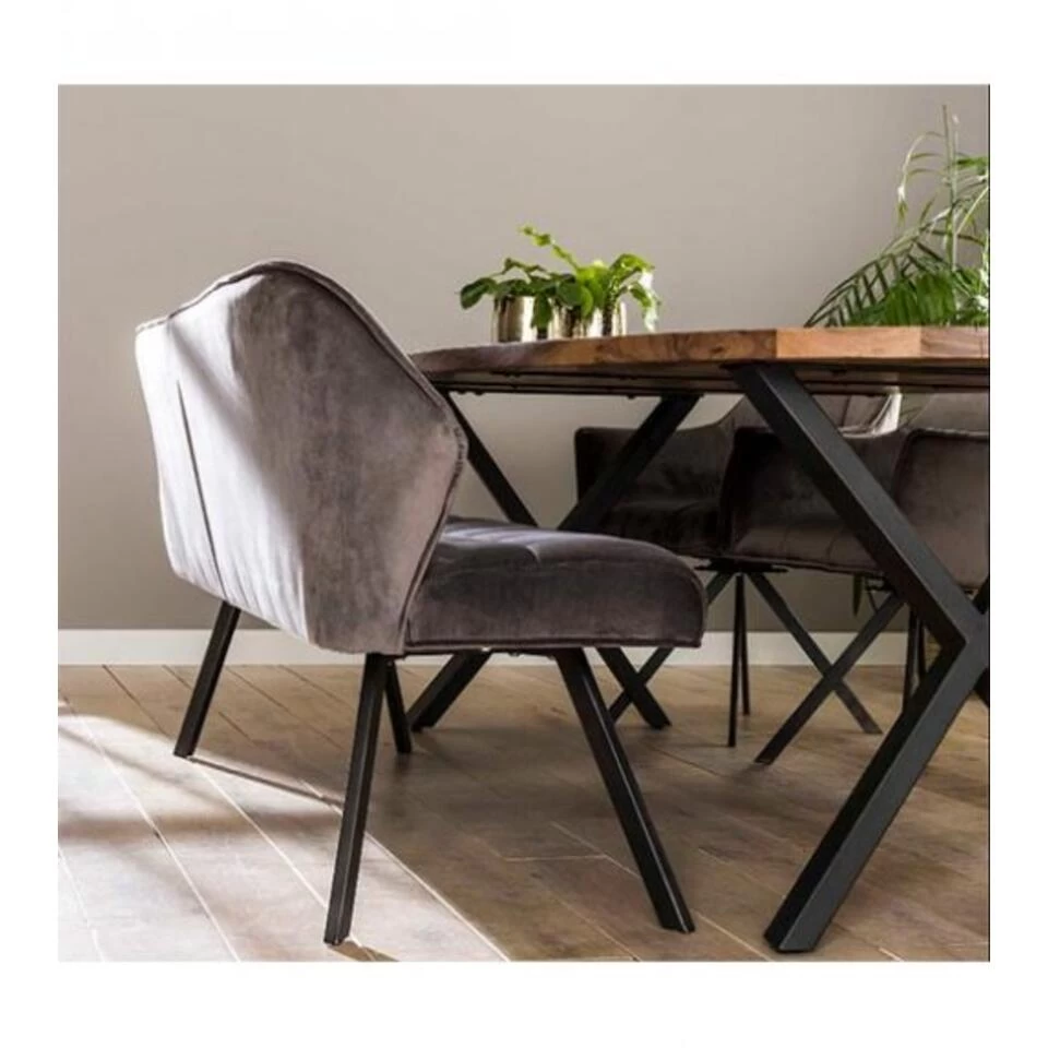 Kalfort Kelly Eetkamerbank Velvet Antraciet - 58x180x46 Cm - Afbeelding 3